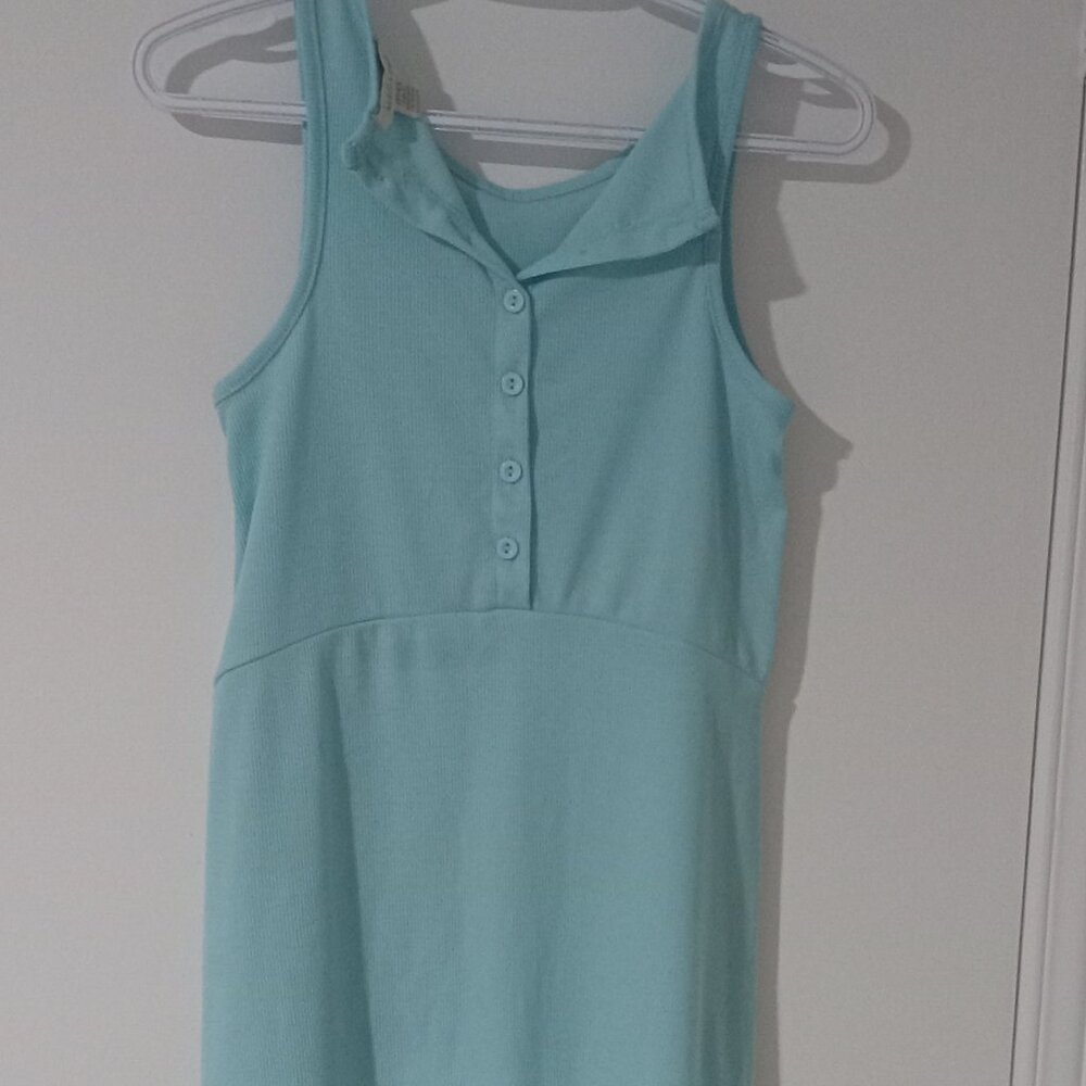 Magazine top crop blue TP/XS  with 5 blue buttons in front very soft material